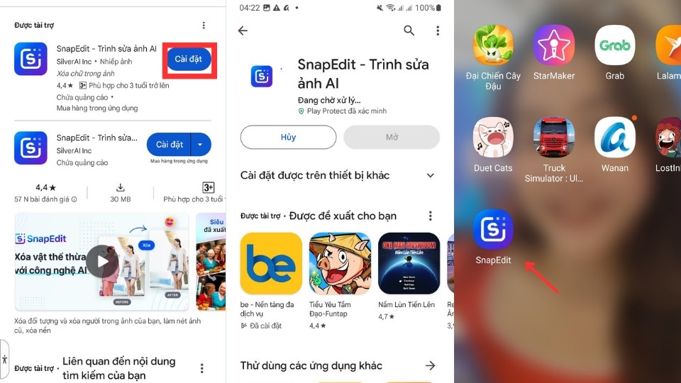 Cách tải SnapEdit trên điện thoại Android