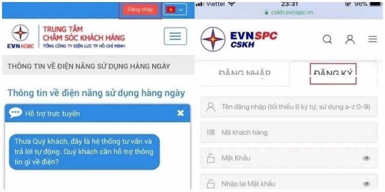 Giao diện đăng ký tài khoản
