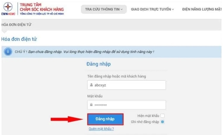 Đăng nhập vào tài khoản và tiếp tục tra cứu
