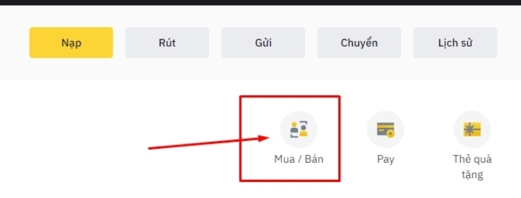 Bấm vào Funding ở góc trái. Tiếp theo, bấm vào Mua/Bán ở góc trên bên phải