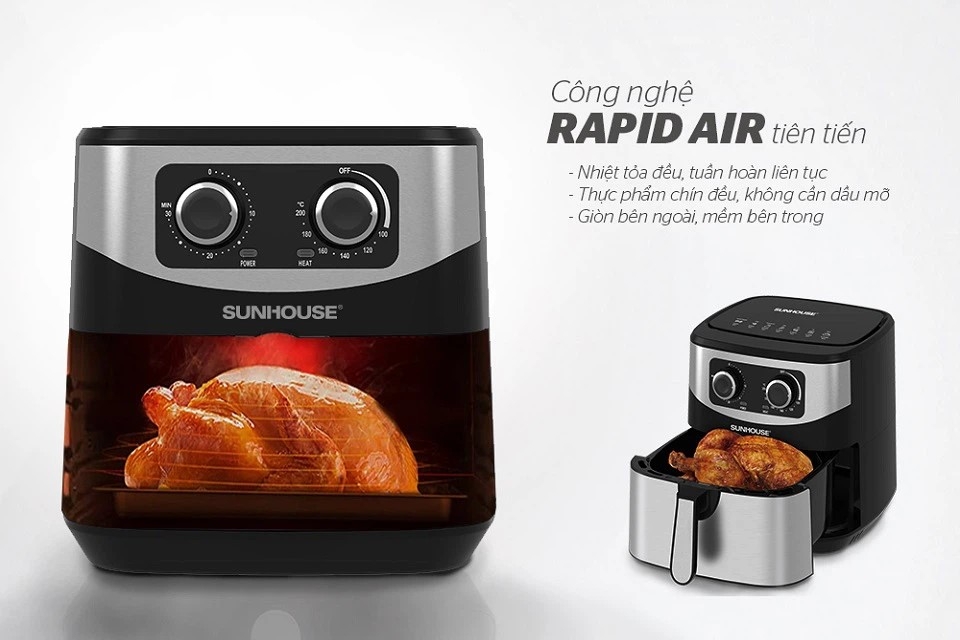 Review nồi chiên không dầu Sunhouse SHD4035: Dung tích lớn, nhiều tính năng hiện đại - Hình 3