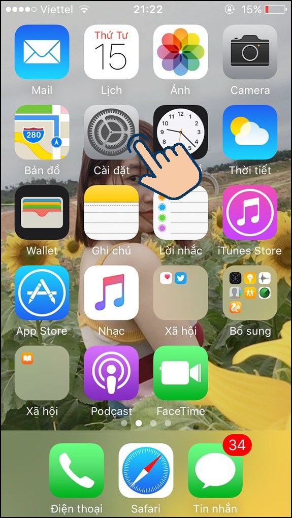 Cách cài đặt nút home trên iPhone IOS cũ bước 1