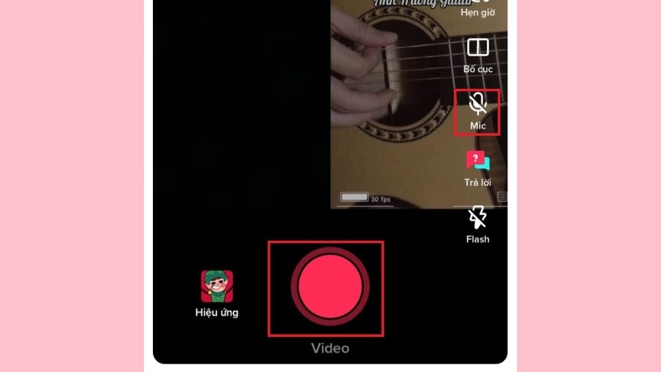 Bấm vào biểu tượng micro và nhấn vào nút tròn màu đỏ