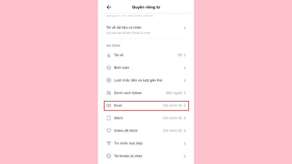 Chọn vào phần Duet