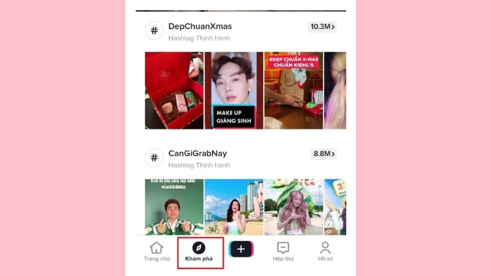 Chọn mục Khám phá