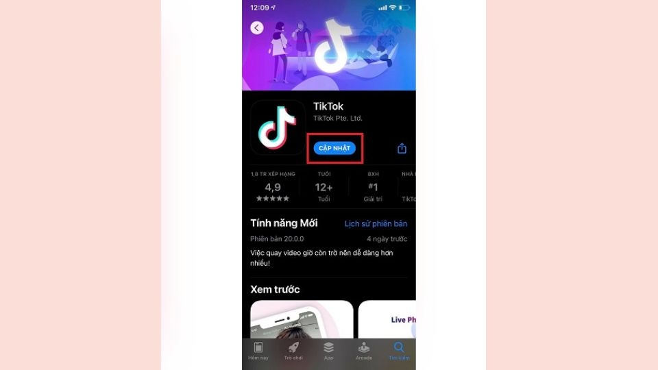 Bấm vào nút Cập nhật