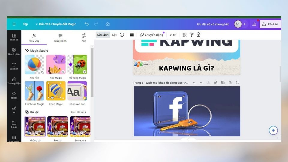 Nhấn vào công cụ chỉnh sửa Magic.