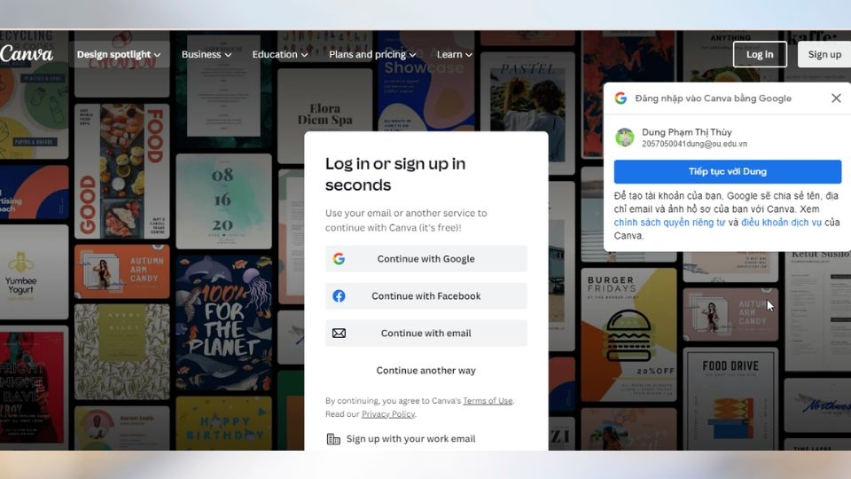 Nhấn vào đường link Canva.com