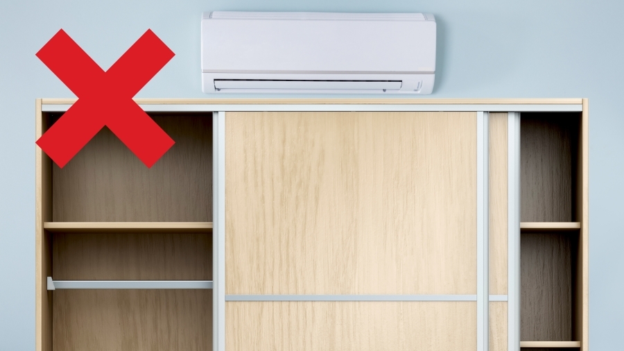 Vị trí lắp máy lạnh không được cản hướng gió