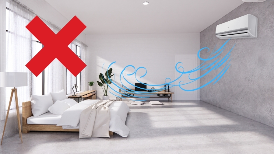 Máy lạnh không nên thổi gió lạnh trực tiếp vào người