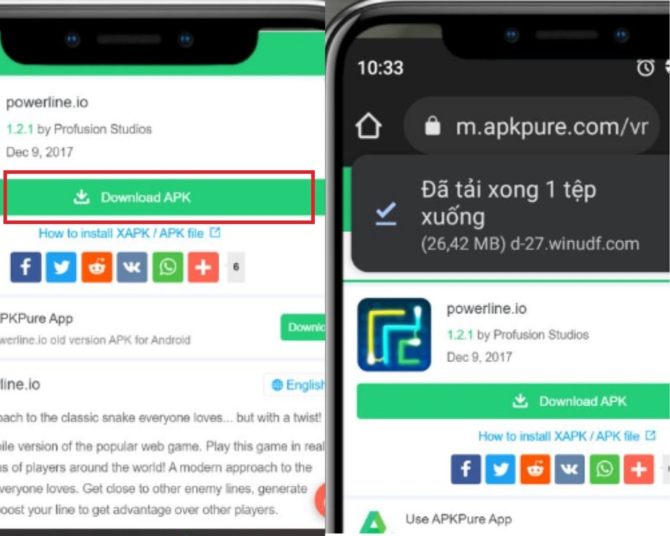 Tìm kiếm và tải file APK của game Powerline io