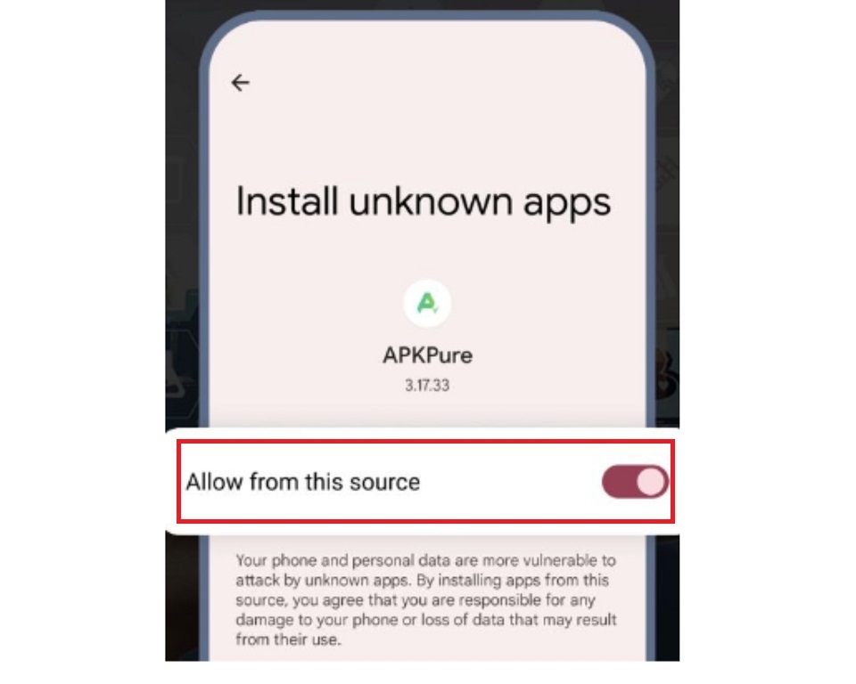 Ấn chọn “Allow from this source” để hoàn tất quá trình tải game