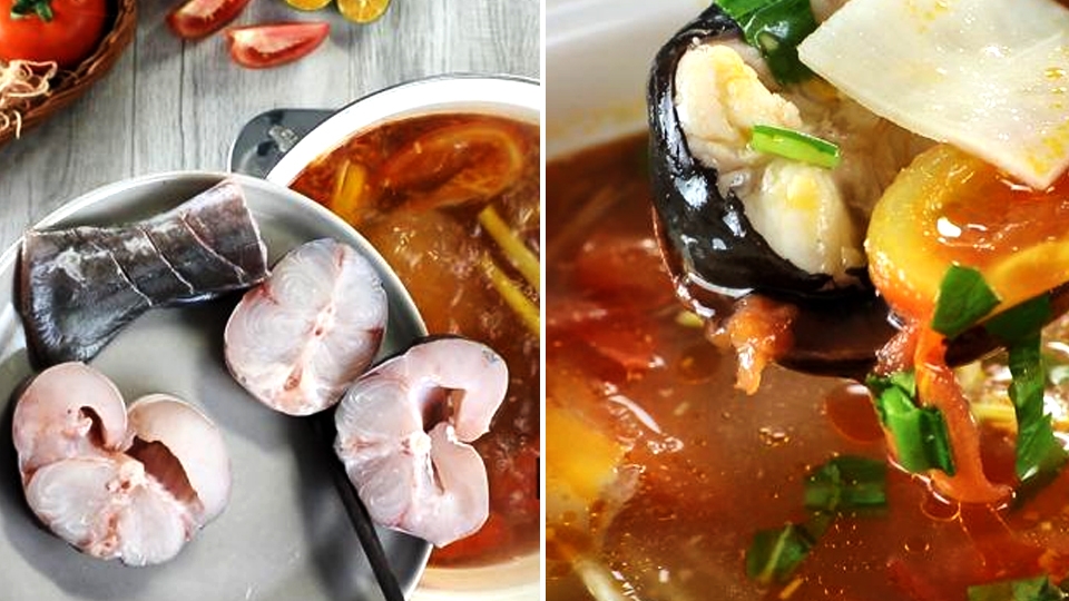 Tiến hành nấu canh măng chua cá lăng.