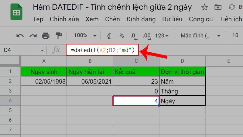hàm DATEDIF - hình 5