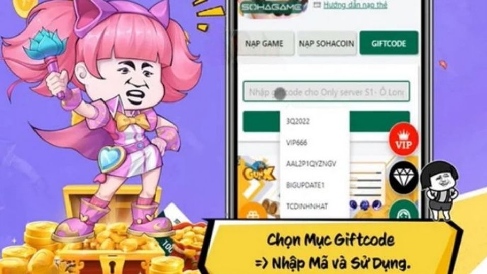 Nhấn chọn mục Giftcode và sao chép mã code đã thu thập vào ô