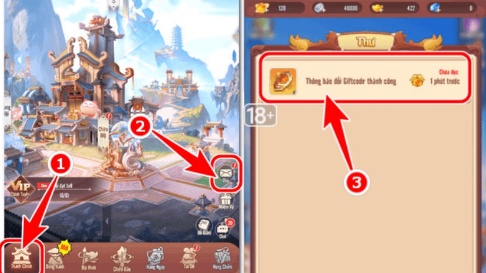Vào game và vào mục Thư