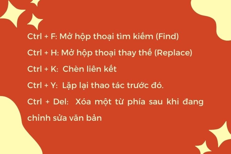 Danh sách phím tắt khi soạn thảo văn bản - hình 1