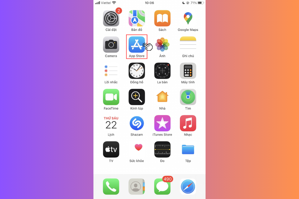 Mở cửa hàng ứng dụng App Store trên điện thoại iOS của bạn