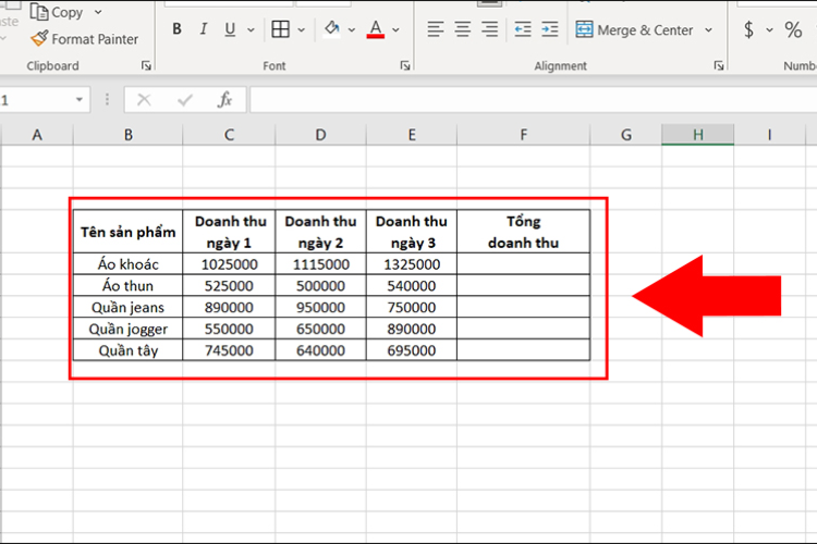 Mở Excel và nhập dữ liệu.