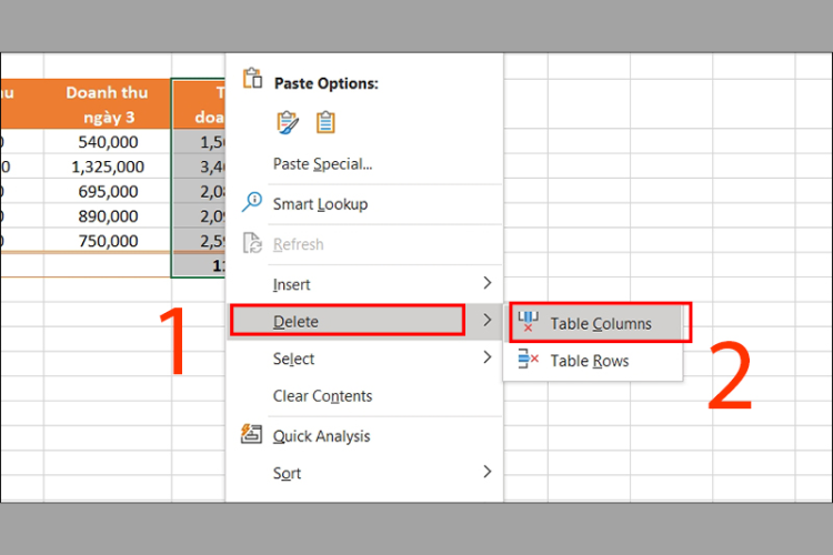 Cách xóa cột trong Excel