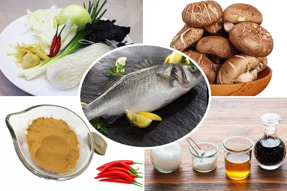 Nguyên liệu làm cá chẽm chưng tương.