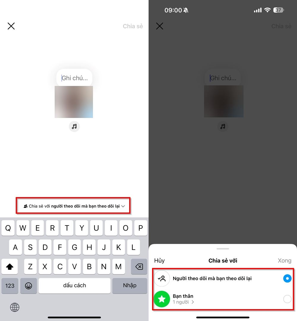 Cách chia sẻ Instagram Note với đối tượng cụ thể 2