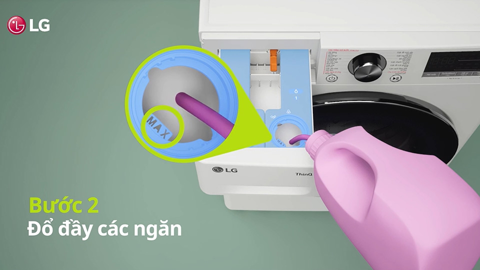 Đổ nước giặt vào ngăn EzDispense