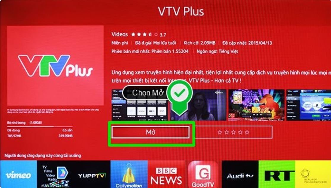 Bấm mở VTV Plus trên màn hình tivi