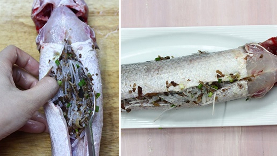 Bước 2: Làm nhân nhồi bụng cá