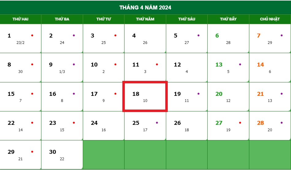 Lịch nghỉ Giỗ tổ Hùng Vương năm 2024