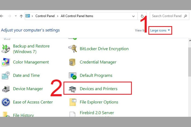 Nhấp Devices and Printers.