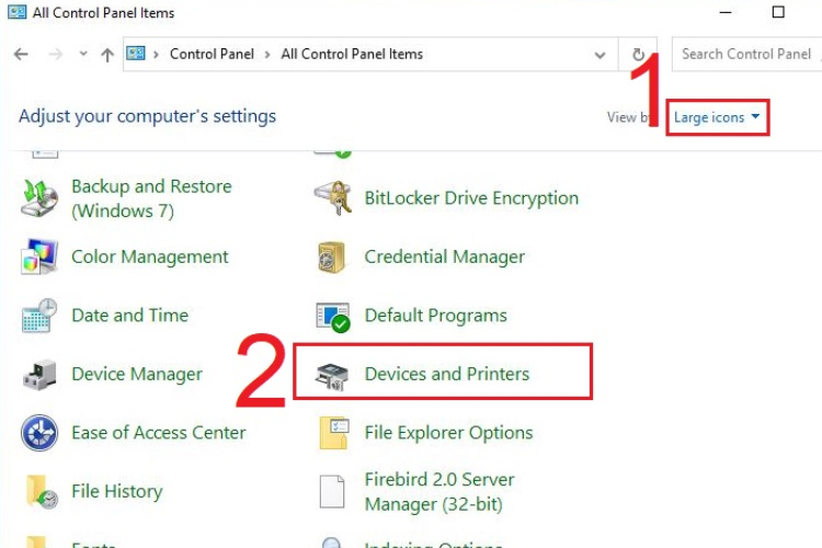 Bấm Devices and Printers.