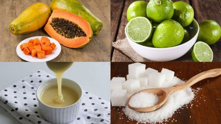 Nguyên liệu làm sinh tố đu đủ chanh