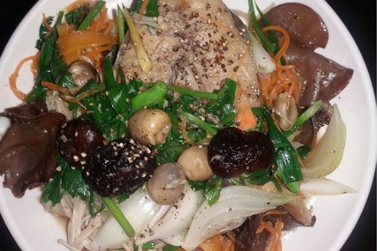 Thành phẩm cá chẽm hấp Hồng Kông