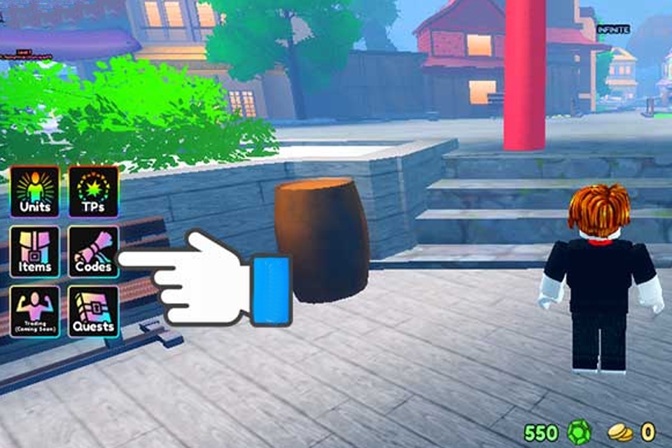 Truy cập Roblox Anime Last Stand chọn Code