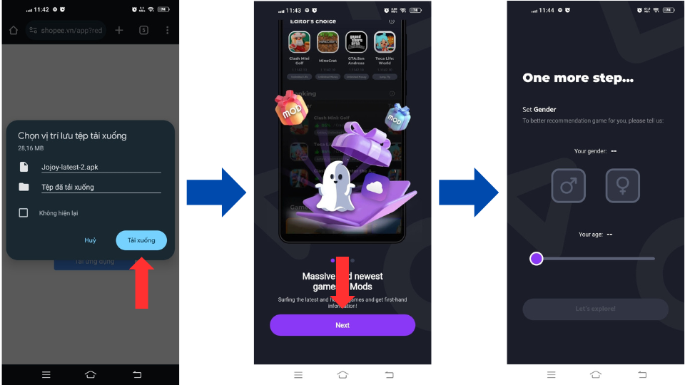 Các bước cần làm để cài đặt Jojoy App trên điện thoại Android.