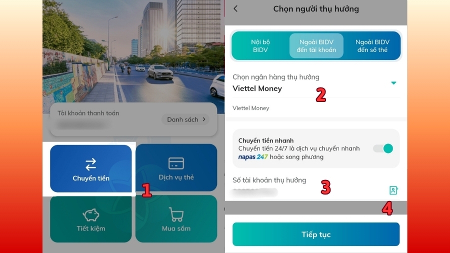 Cách 3: Nạp tiền từ chuyển khoản ngân hàng vào Tài khoản Mobile Money