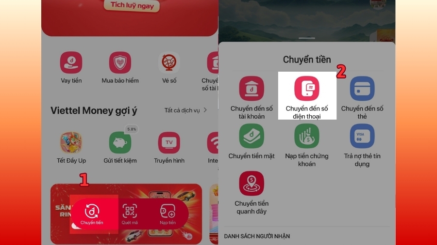 Cách 4: Nạp tiền thông qua tài khoản Viettel Money khác 1