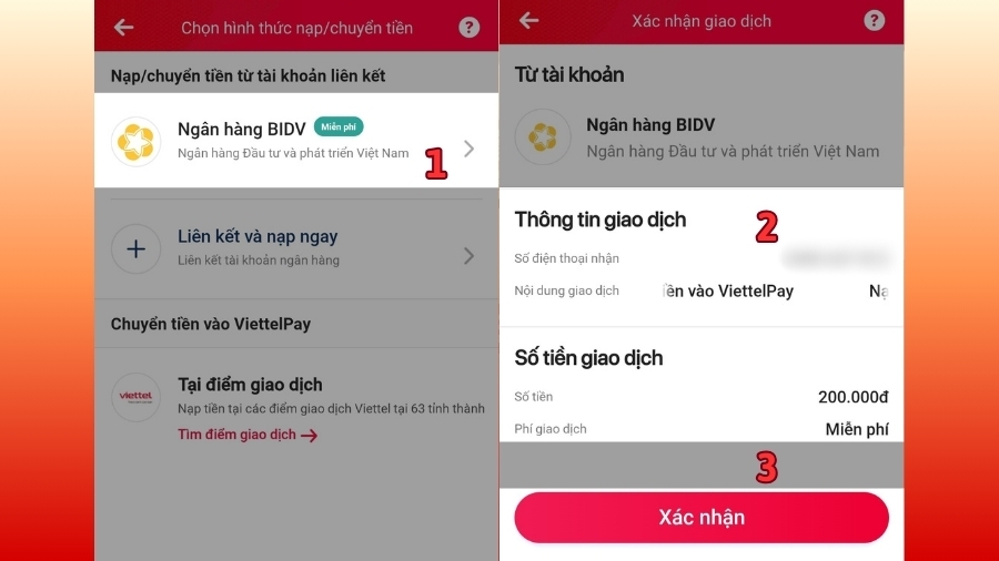 Cách 1: Nạp tiền từ liên kết tài khoản ngân hàng 2