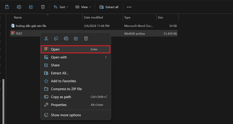 Hướng dẫn giải nén file hình 1