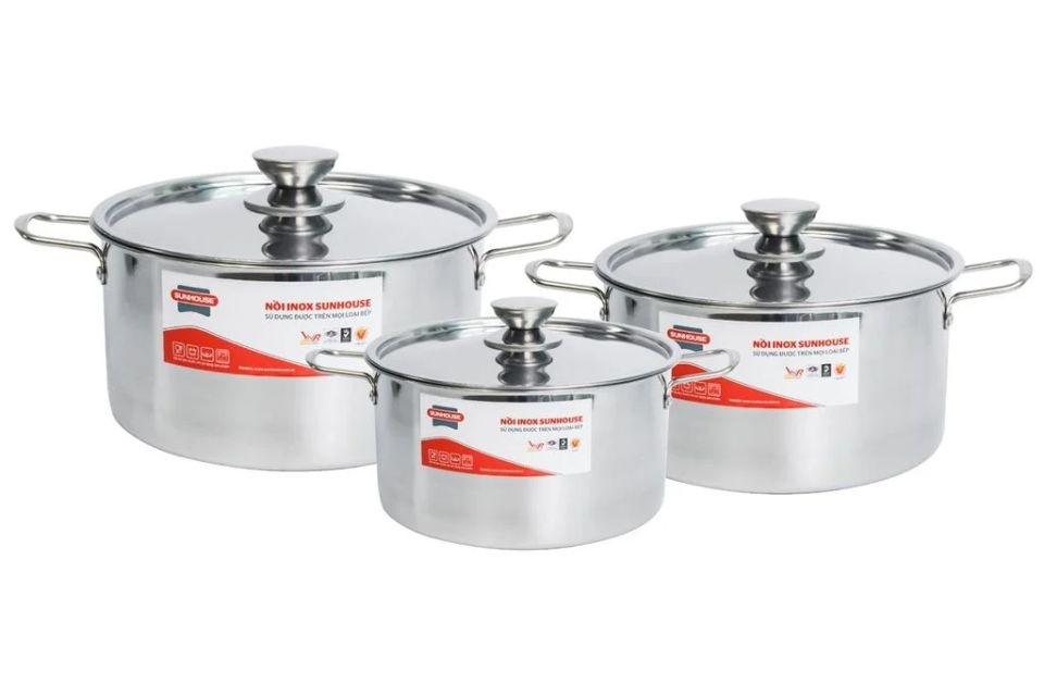 Bộ 3 nồi inox 1 đáy Sunhouse SH114
