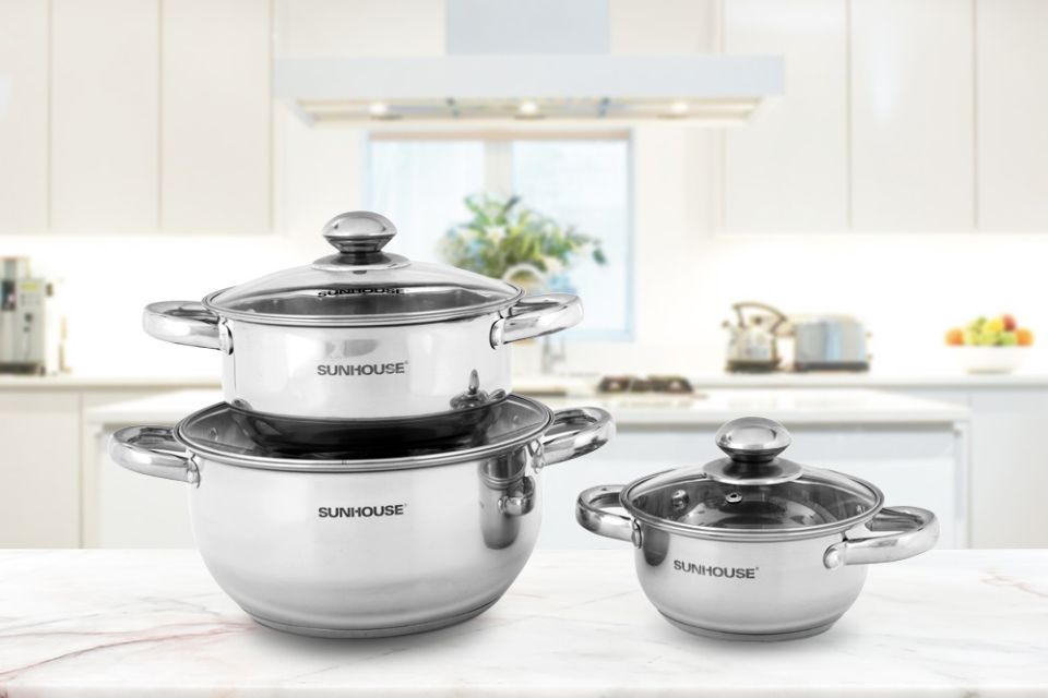 Bộ 3 nồi Inox 3 đáy Sunhouse SH334