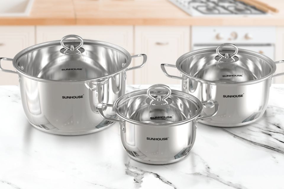 Bộ 3 nồi inox 5 đáy - đáy từ Sunhouse SHG788