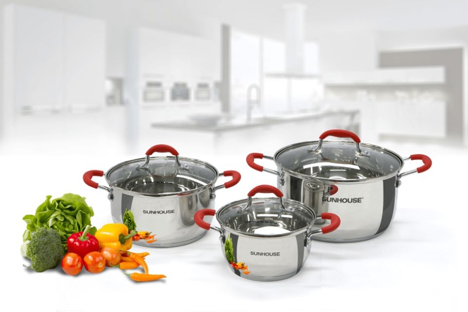 Bộ 3 nồi inox 5 đáy Sunhouse Mama SHG2503MSD