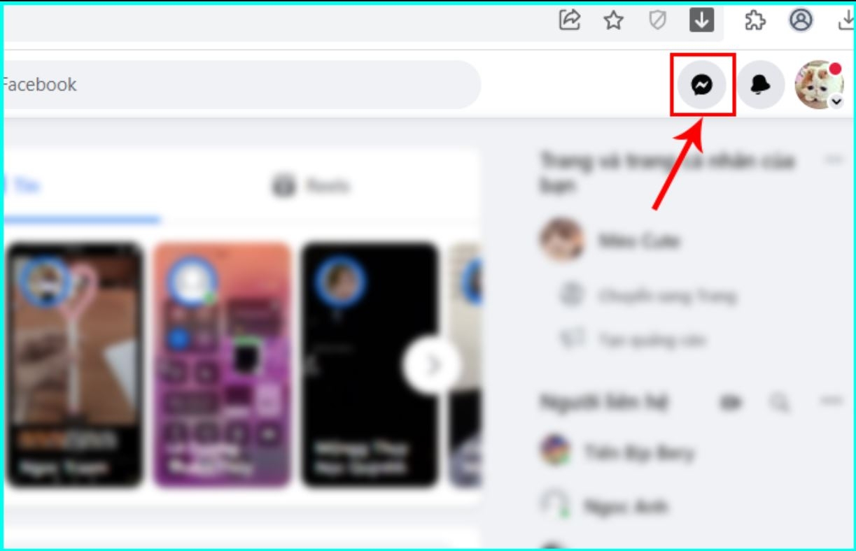 Bấm vào biểu tượng Messenger trên website