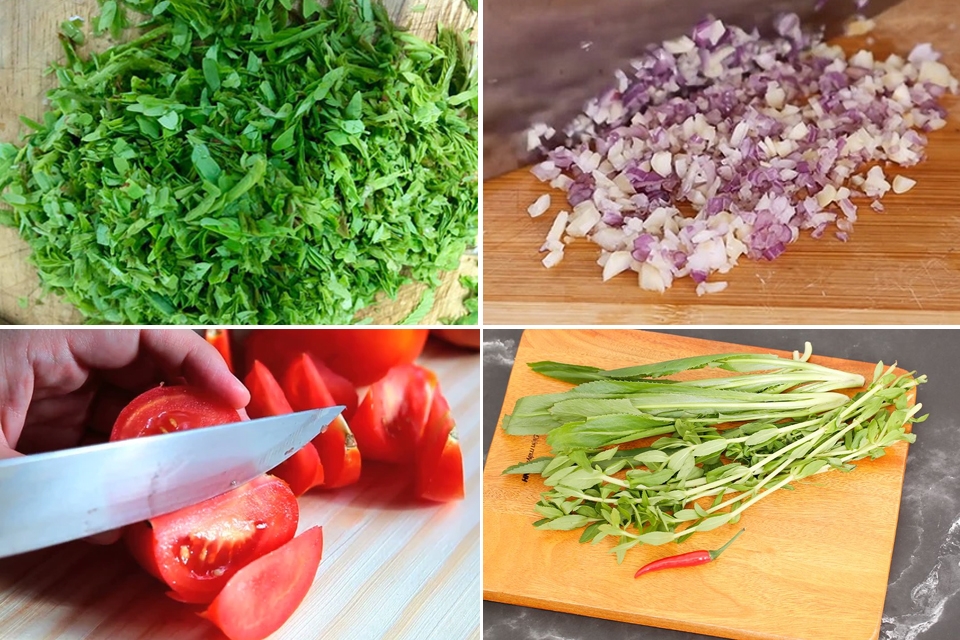 Sơ chế nguyên liệu nấu canh chua cá lạc.