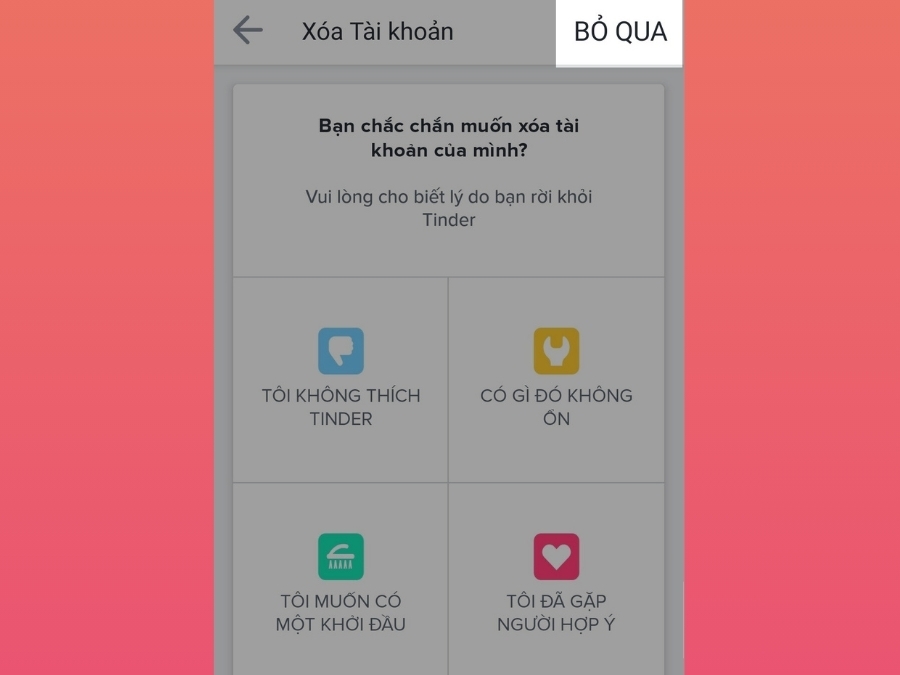 Cách xóa tài khoản Tinder 4