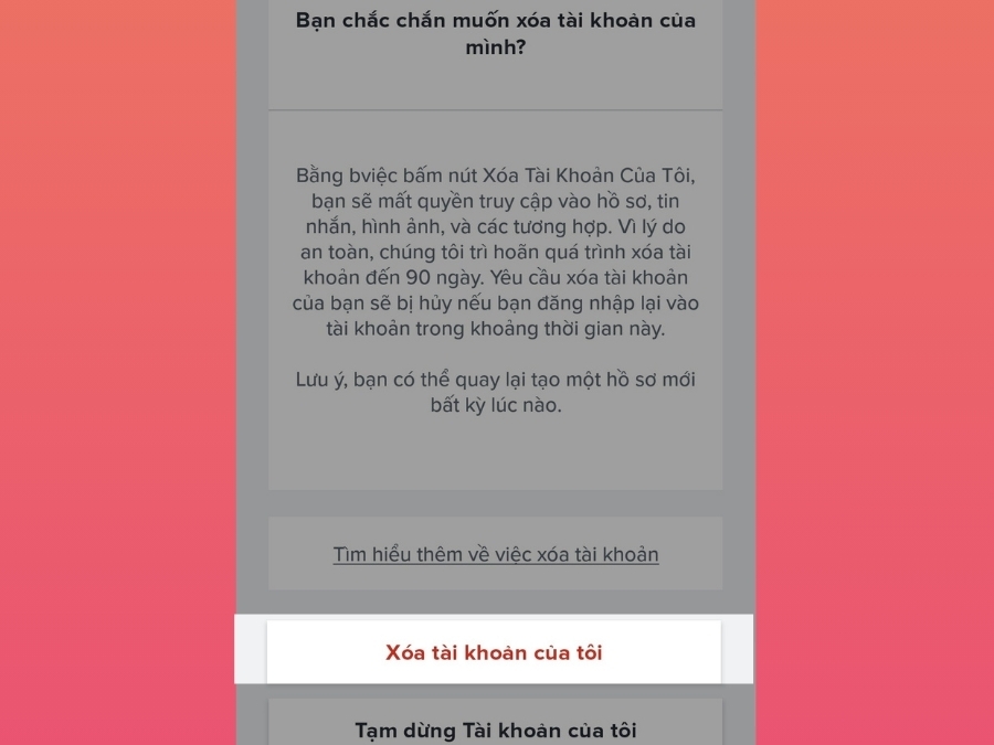 Cách xóa tài khoản Tinder 5