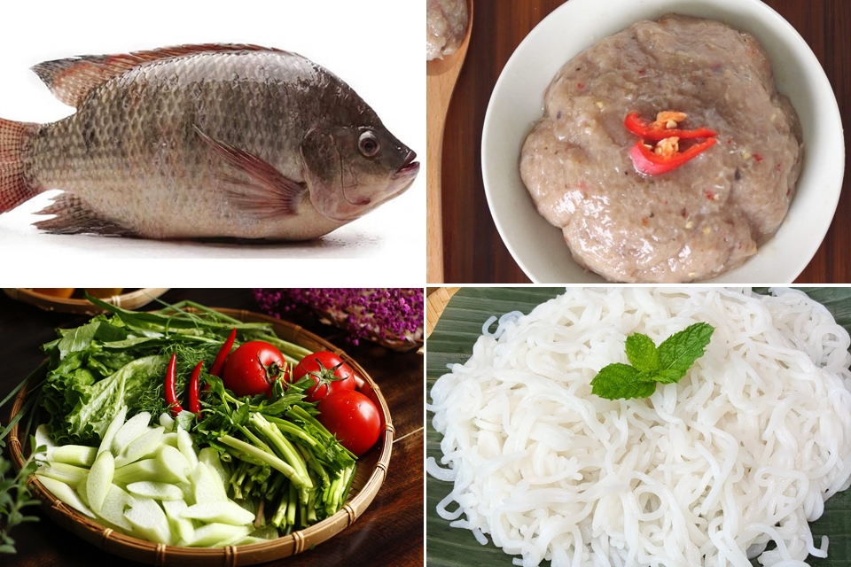 Nguyên liệu làm bún cá cay Hải Phòng.