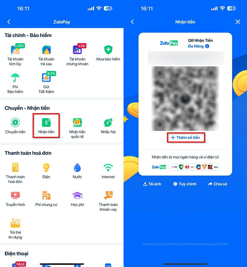Cách tạo mã QR nhận tiền cụ thể trên ZaloPay 2